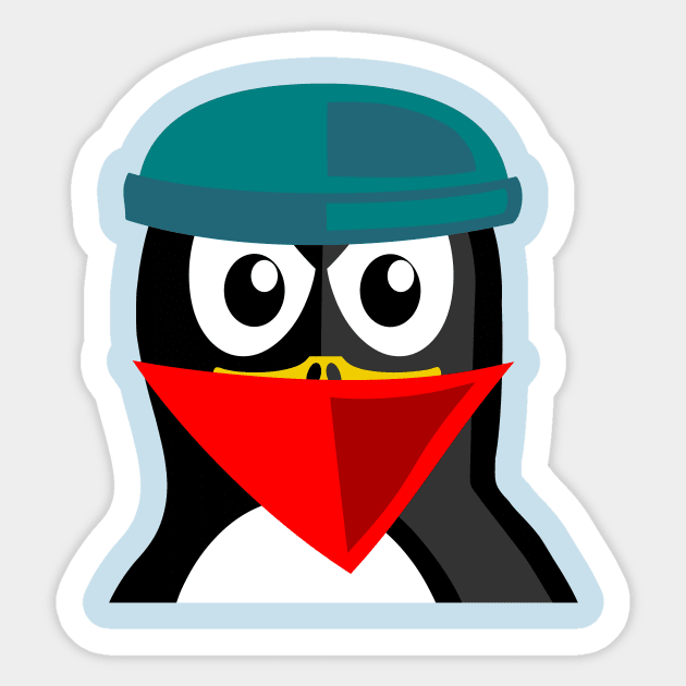 Crook Penguin Artwork for Black hat Coders and Nerds Sticker by PatrioTEEism